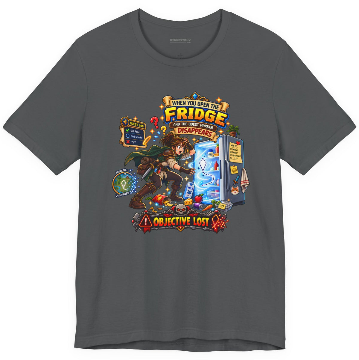 Fridge Fiasco - Classic Jersey Tee in Asphalt, front view