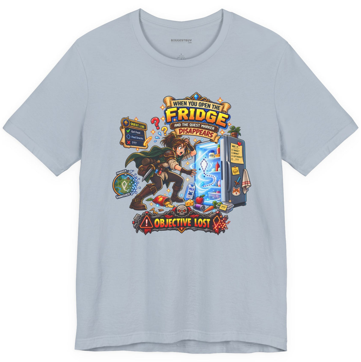 Fridge Fiasco - Classic Jersey Tee in Light Blue, front view