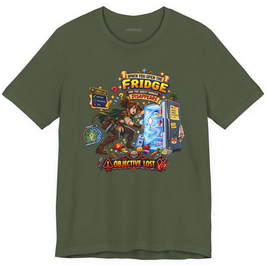 Fridge Fiasco - Classic Jersey Tee in Military Green, front view