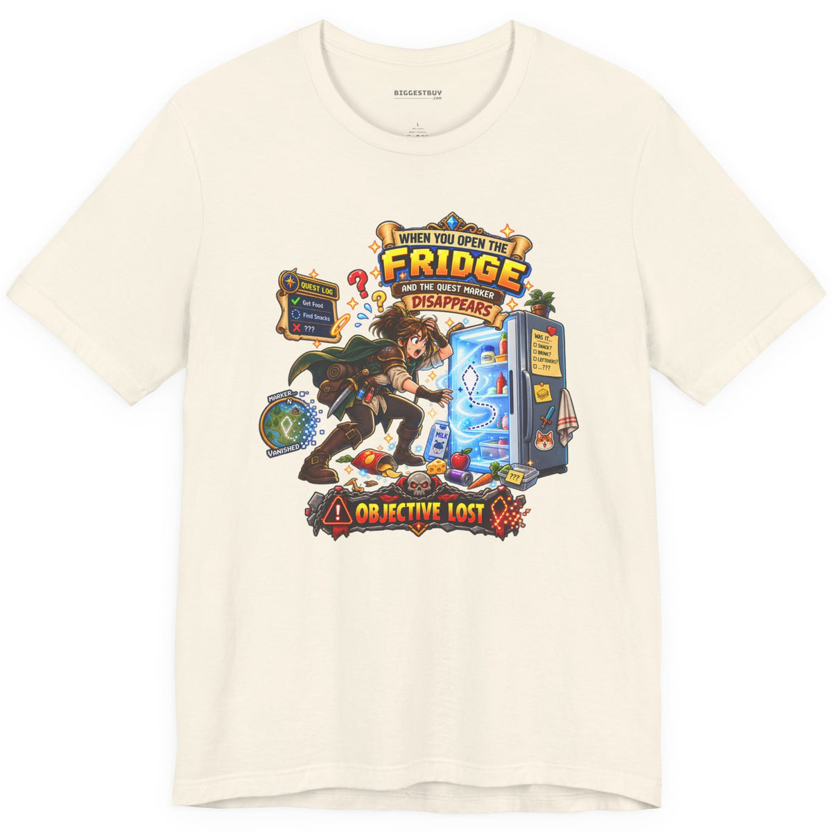 Fridge Fiasco - Classic Jersey Tee in Natural, front view