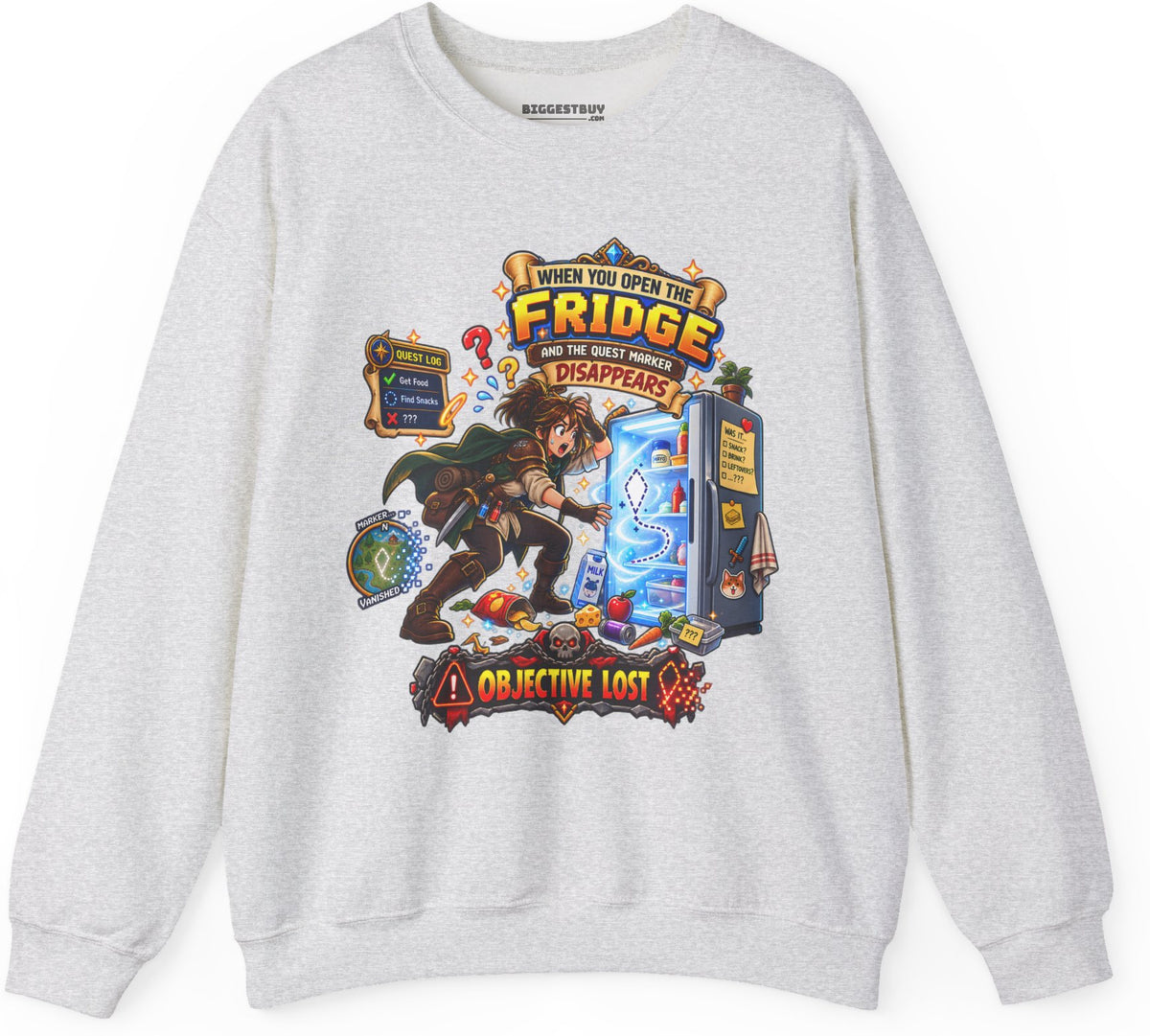 Fridge Fiasco - Crewneck Sweatshirt in Ash, front view