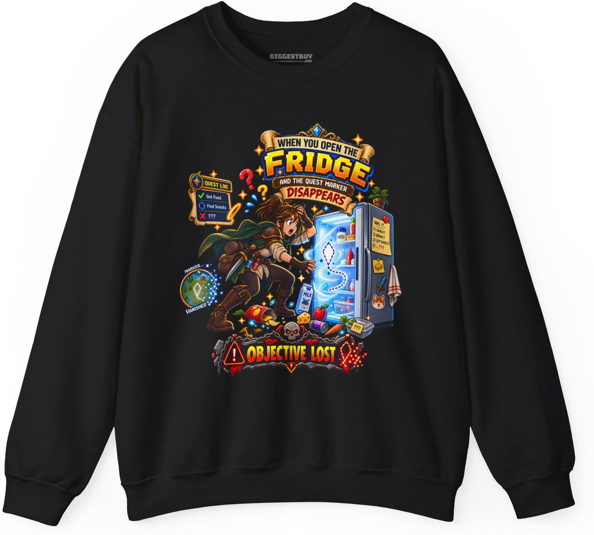 Fridge Fiasco - Crewneck Sweatshirt in Black, front view