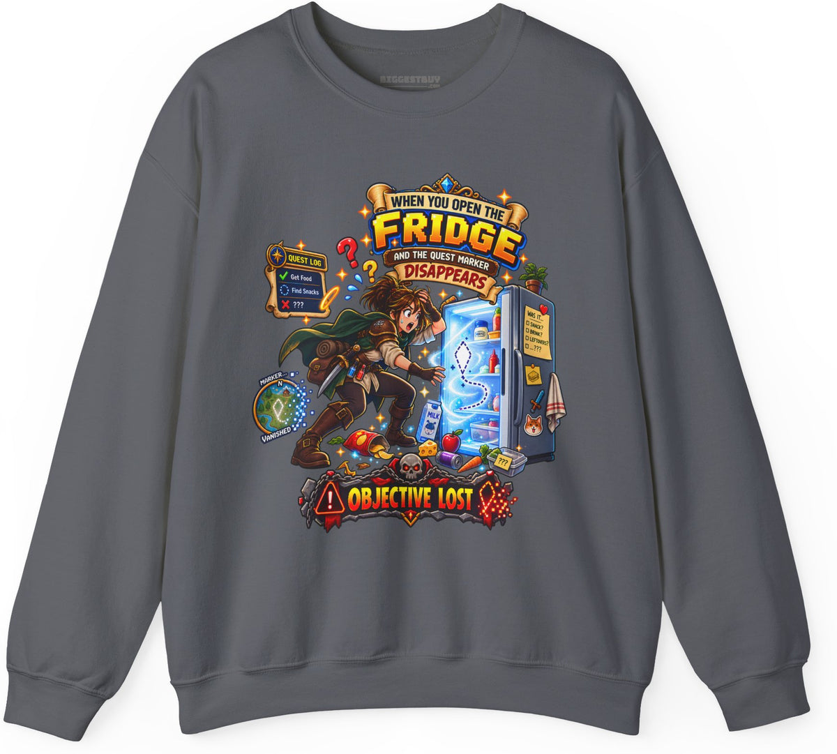 Fridge Fiasco - Crewneck Sweatshirt in Charcoal, front view