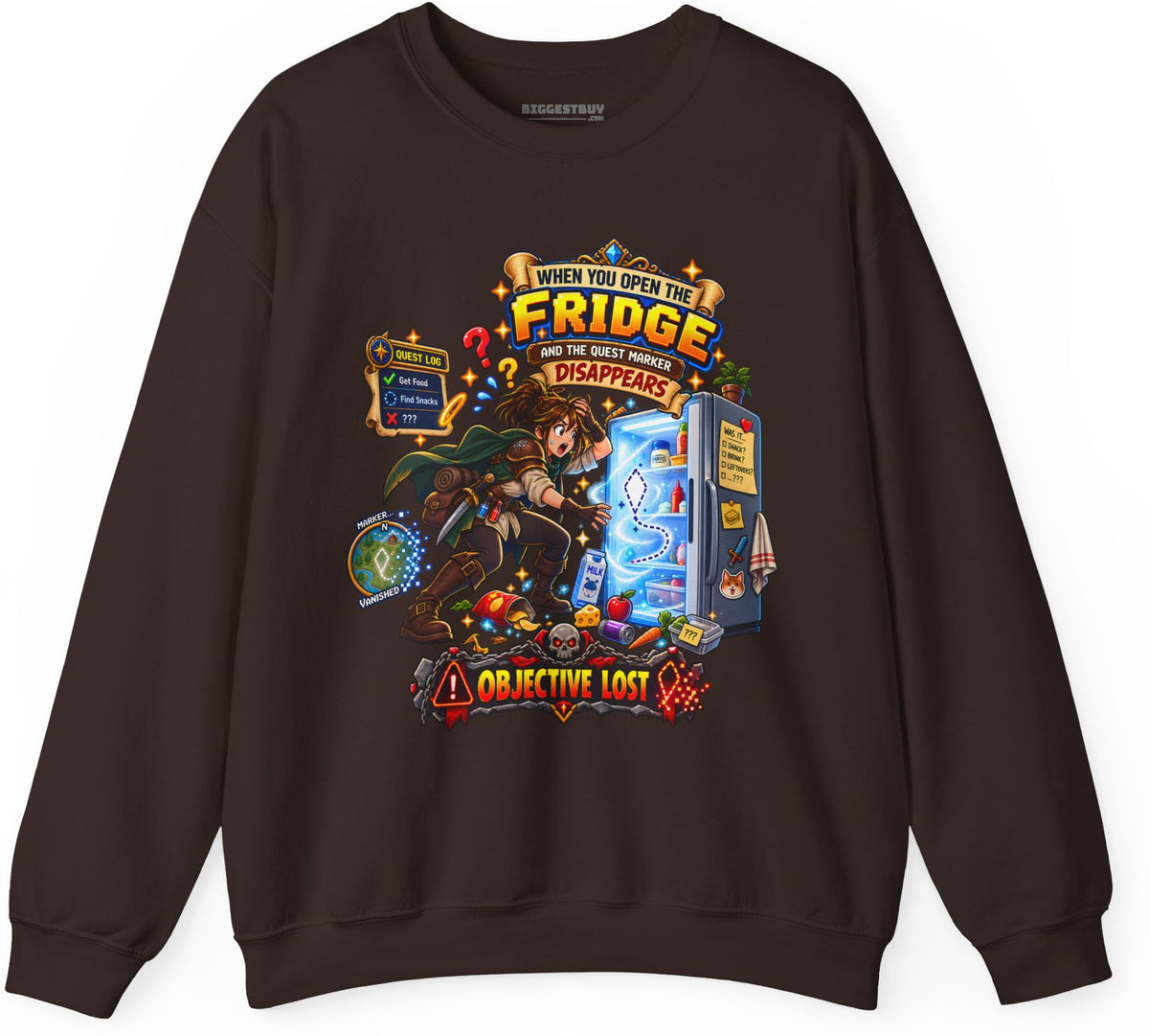 Fridge Fiasco - Crewneck Sweatshirt in Dark Chocolate, front view