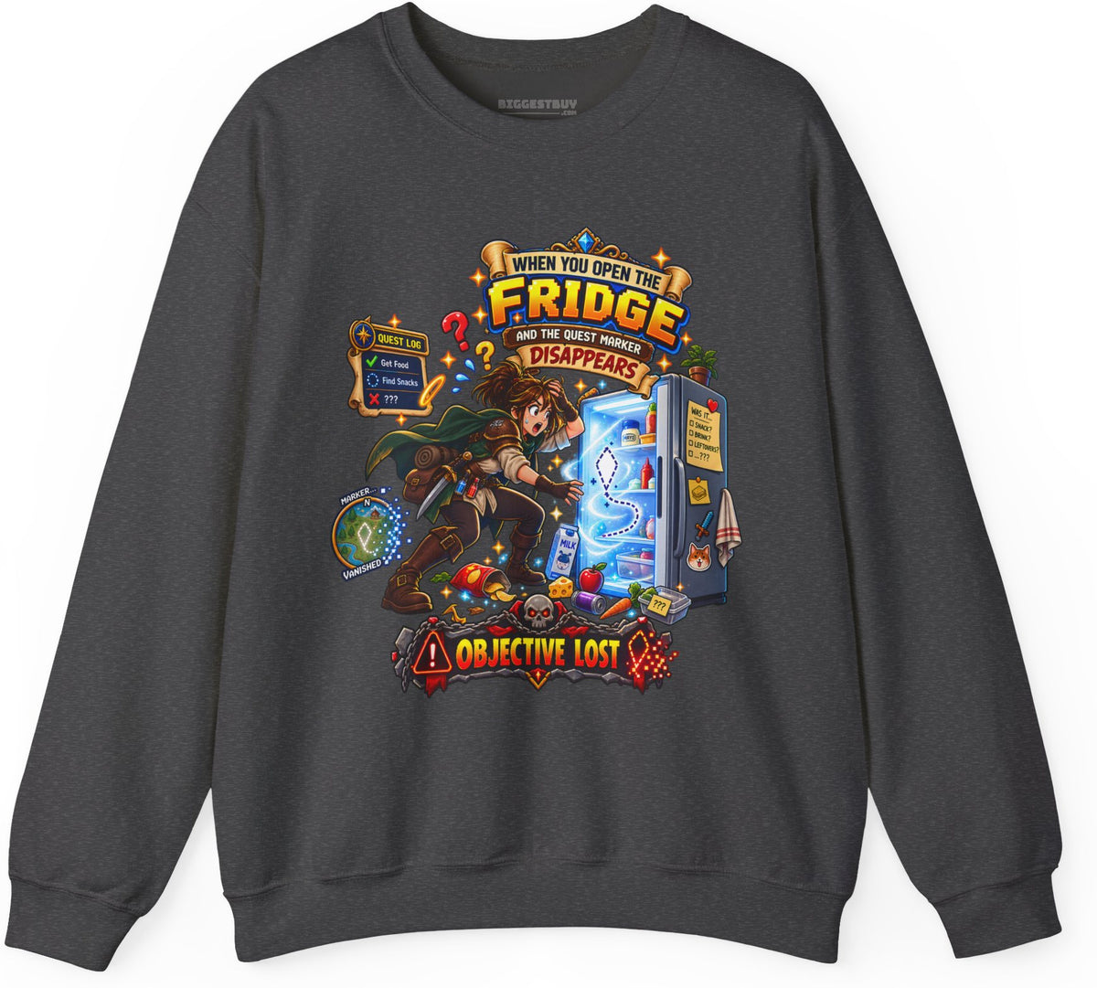 Fridge Fiasco - Crewneck Sweatshirt in Dark Heather, front view