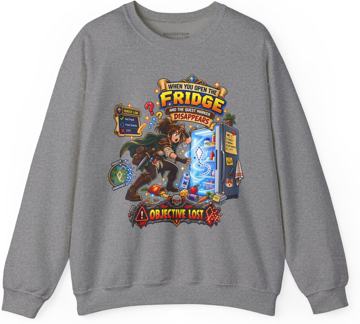 Fridge Fiasco - Crewneck Sweatshirt in Graphite Heather, front view
