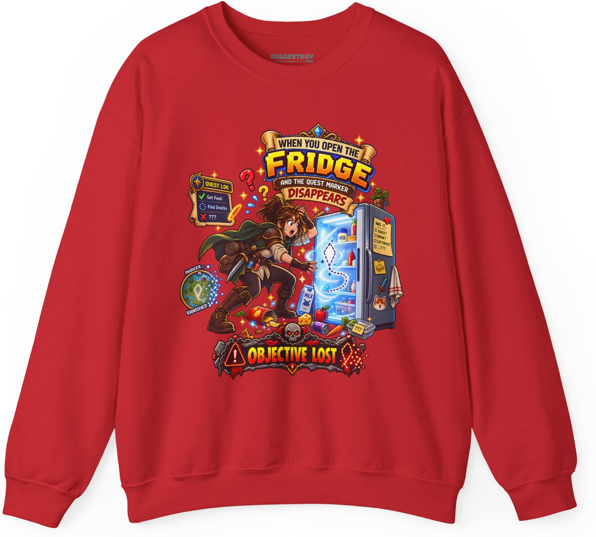 Fridge Fiasco - Crewneck Sweatshirt in Red, front view