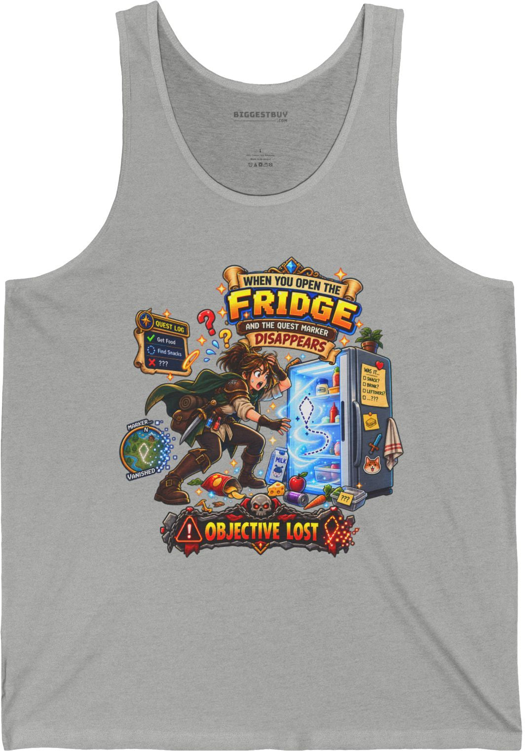 Fridge Fiasco - Jersey Tank Top in Athletic Heather, front view