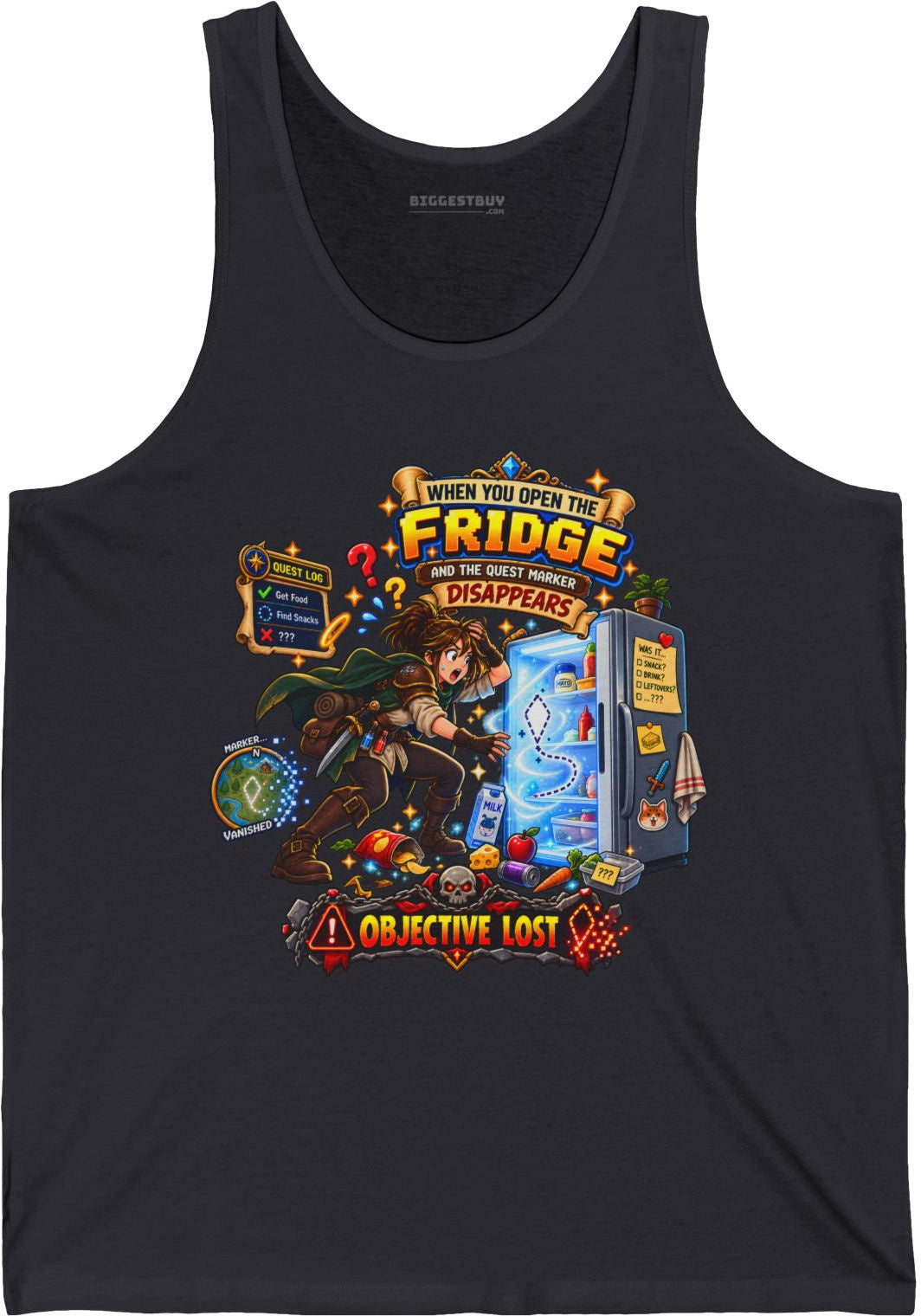 Fridge Fiasco - Jersey Tank Top in Dark Grey, front view