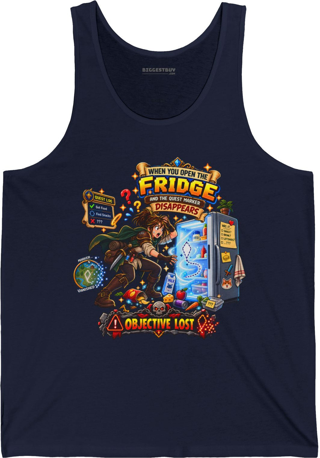 Fridge Fiasco - Jersey Tank Top in Navy, front view