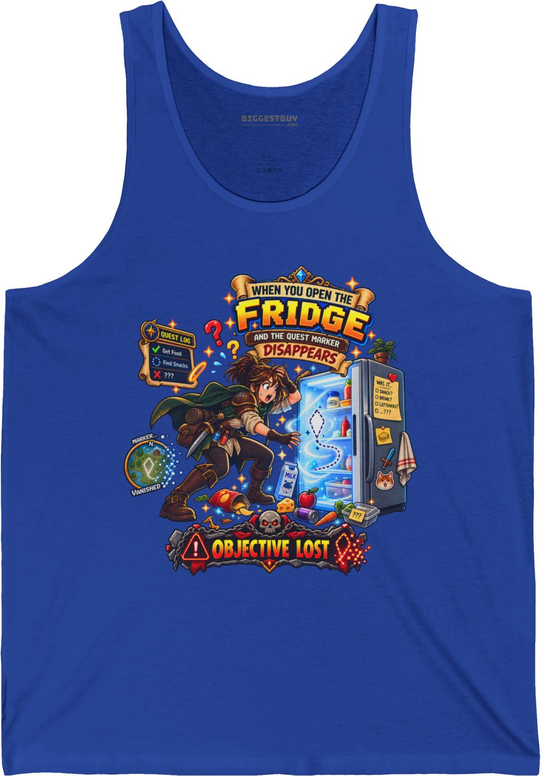 Fridge Fiasco - Jersey Tank Top in True Royal, front view