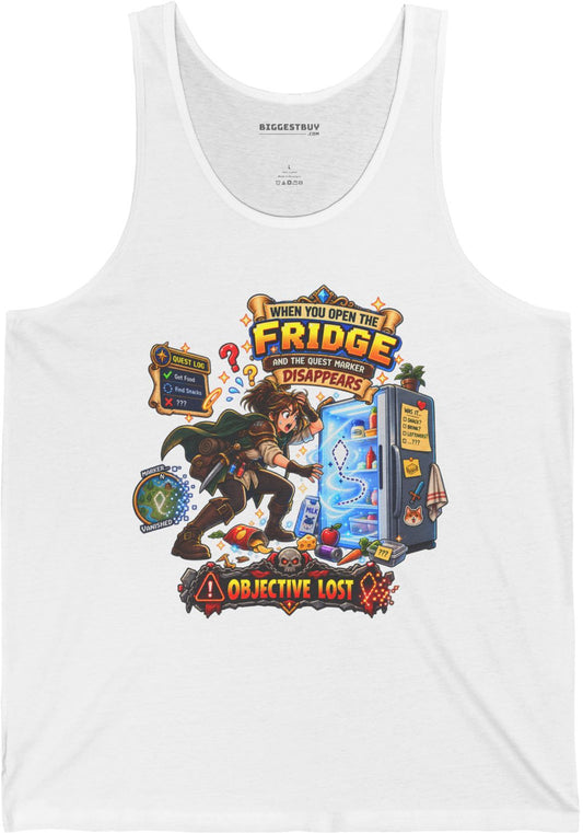 Fridge Fiasco - Jersey Tank Top in White, front view