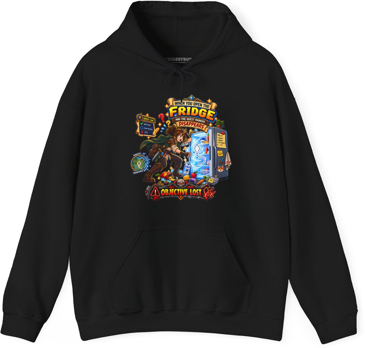 Fridge Fiasco - Pullover Hoodie in Black, front view
