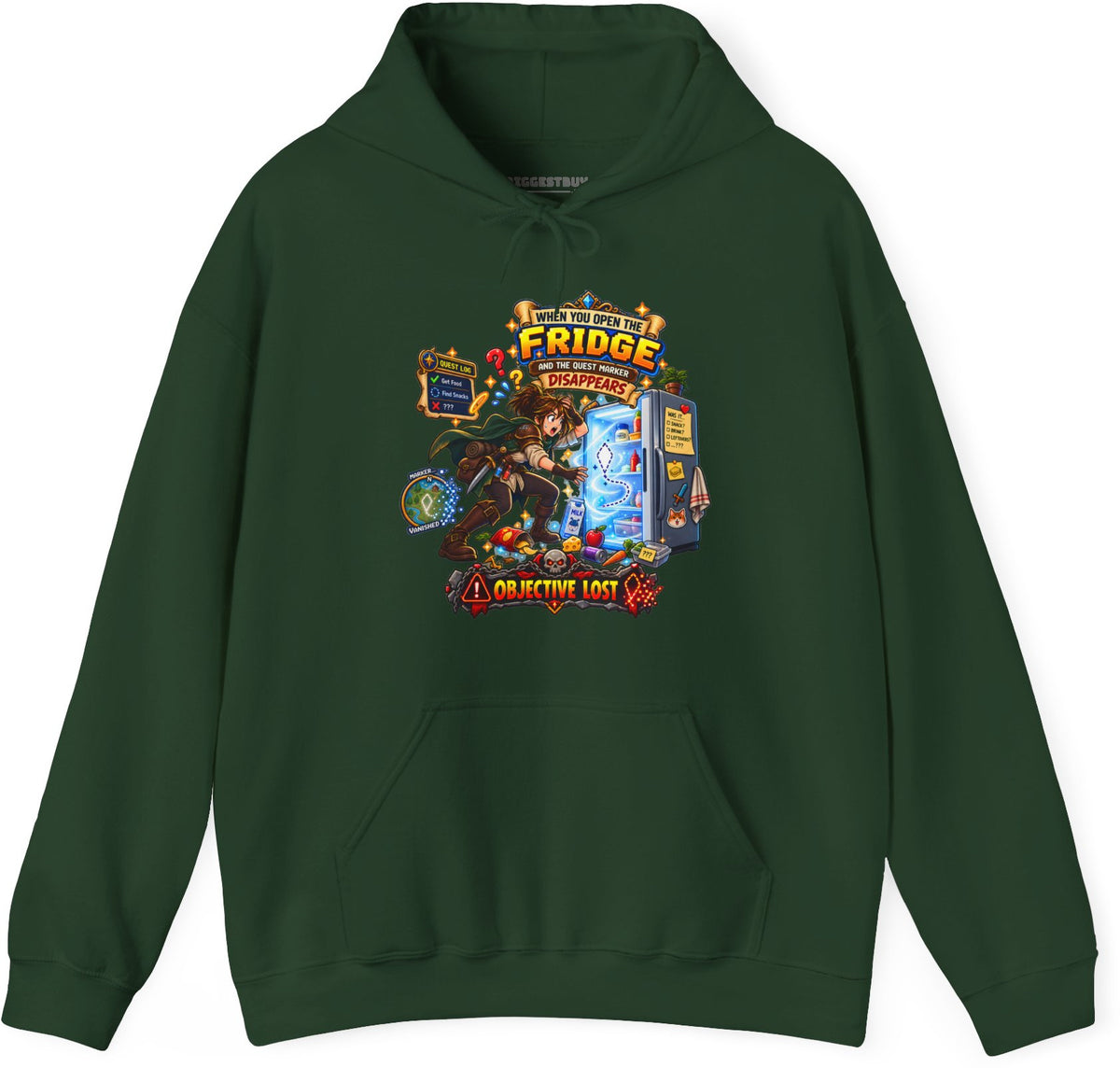 Fridge Fiasco - Pullover Hoodie in Forest Green, front view