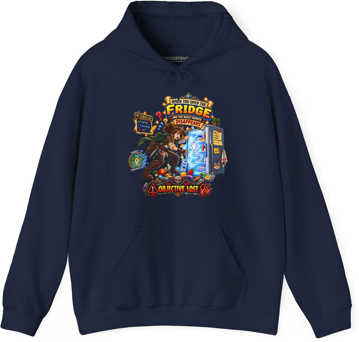 Fridge Fiasco - Pullover Hoodie in Navy, front view