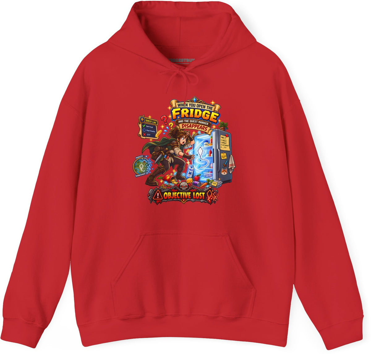 Fridge Fiasco - Pullover Hoodie in Red, front view