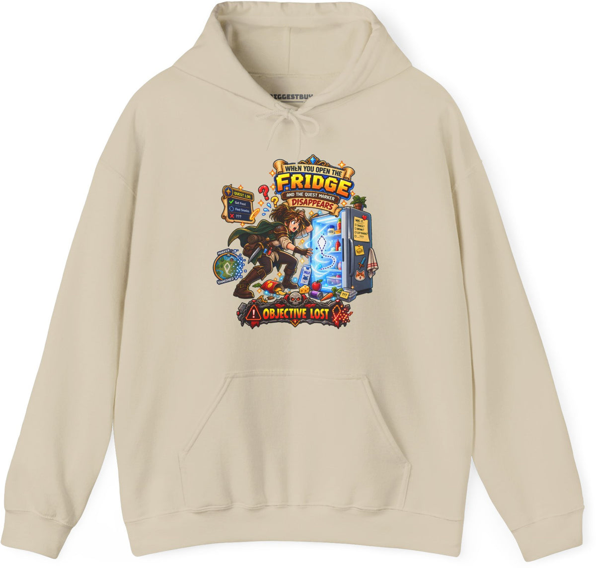 Fridge Fiasco - Pullover Hoodie in Sand, front view