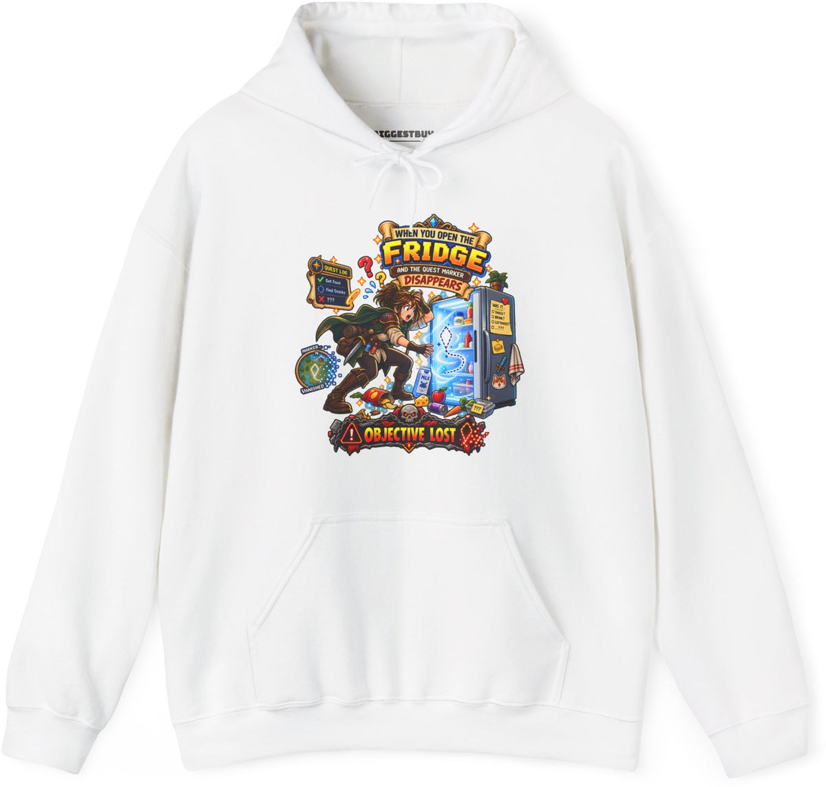 Fridge Fiasco - Pullover Hoodie in White, front view