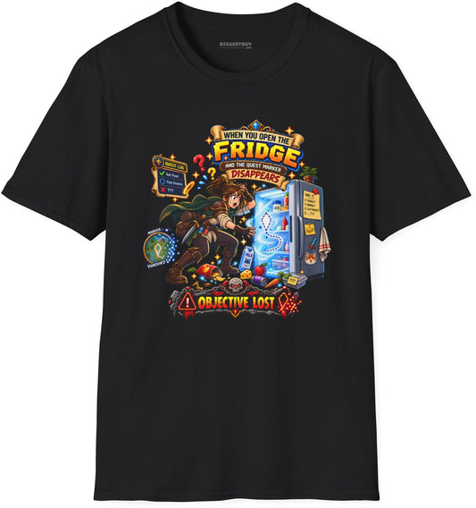 Fridge Fiasco - Softstyle T-Shirt in Black, front view