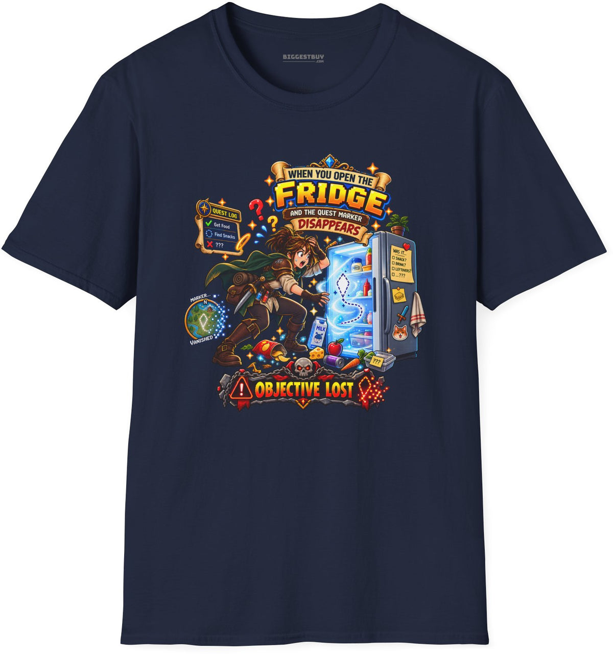 Fridge Fiasco - Softstyle T-Shirt in Navy, front view