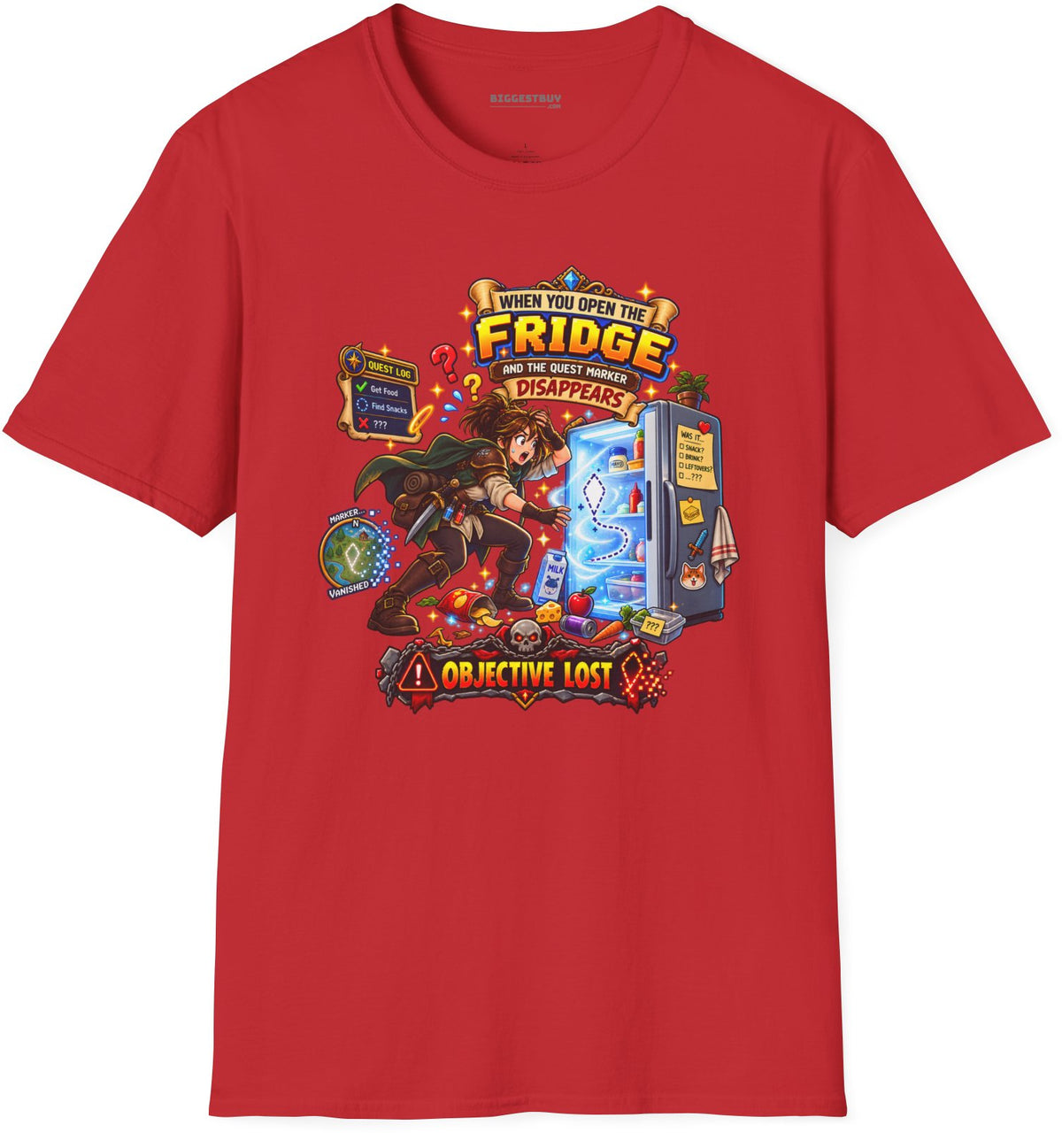 Fridge Fiasco - Softstyle T-Shirt in Red, front view