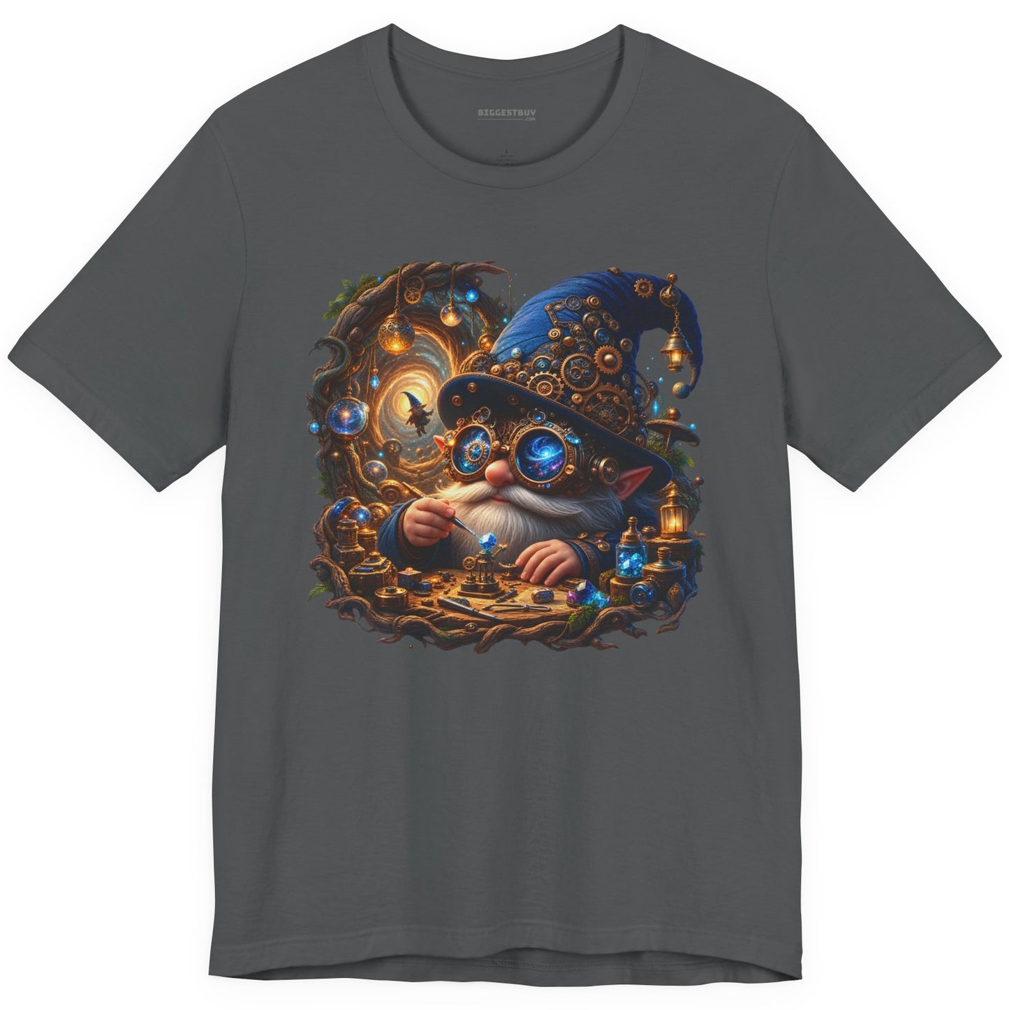 Galactic Gnome - Classic Jersey Tee in Asphalt, front view