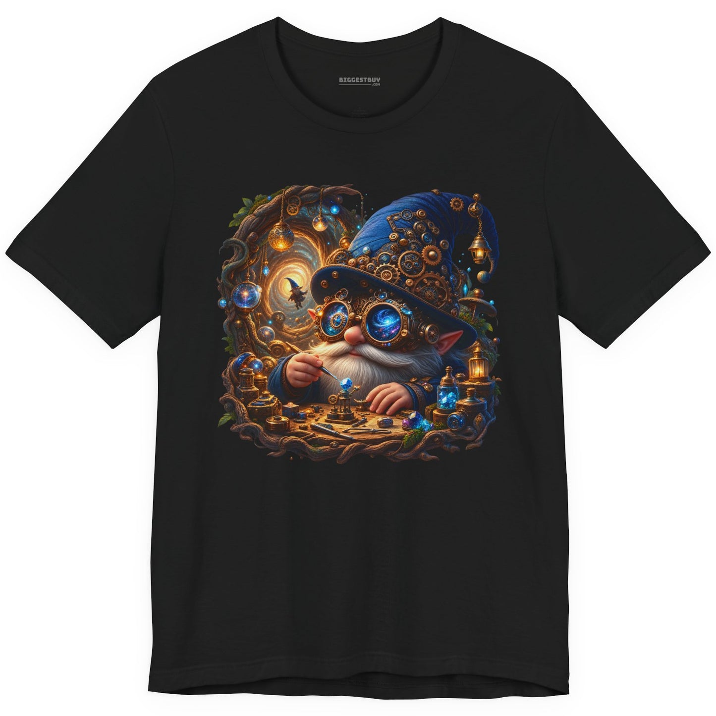 Galactic Gnome - Classic Jersey Tee in Black, front view