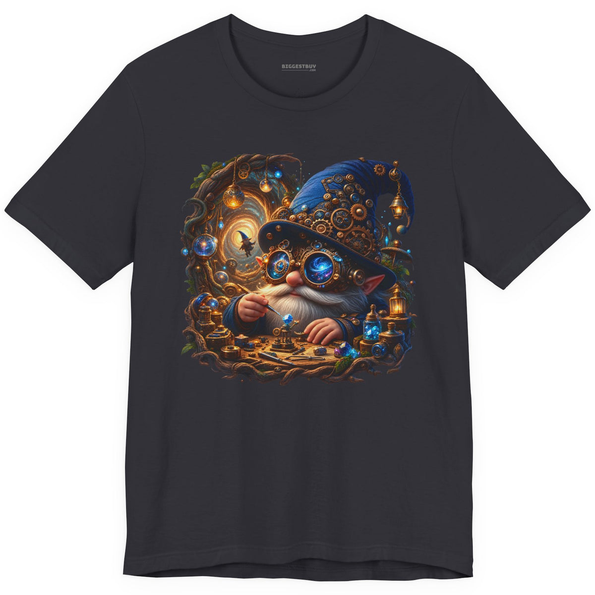 Galactic Gnome - Classic Jersey Tee in Dark Grey, front view
