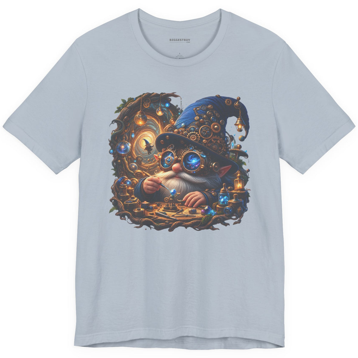 Galactic Gnome - Classic Jersey Tee in Light Blue, front view