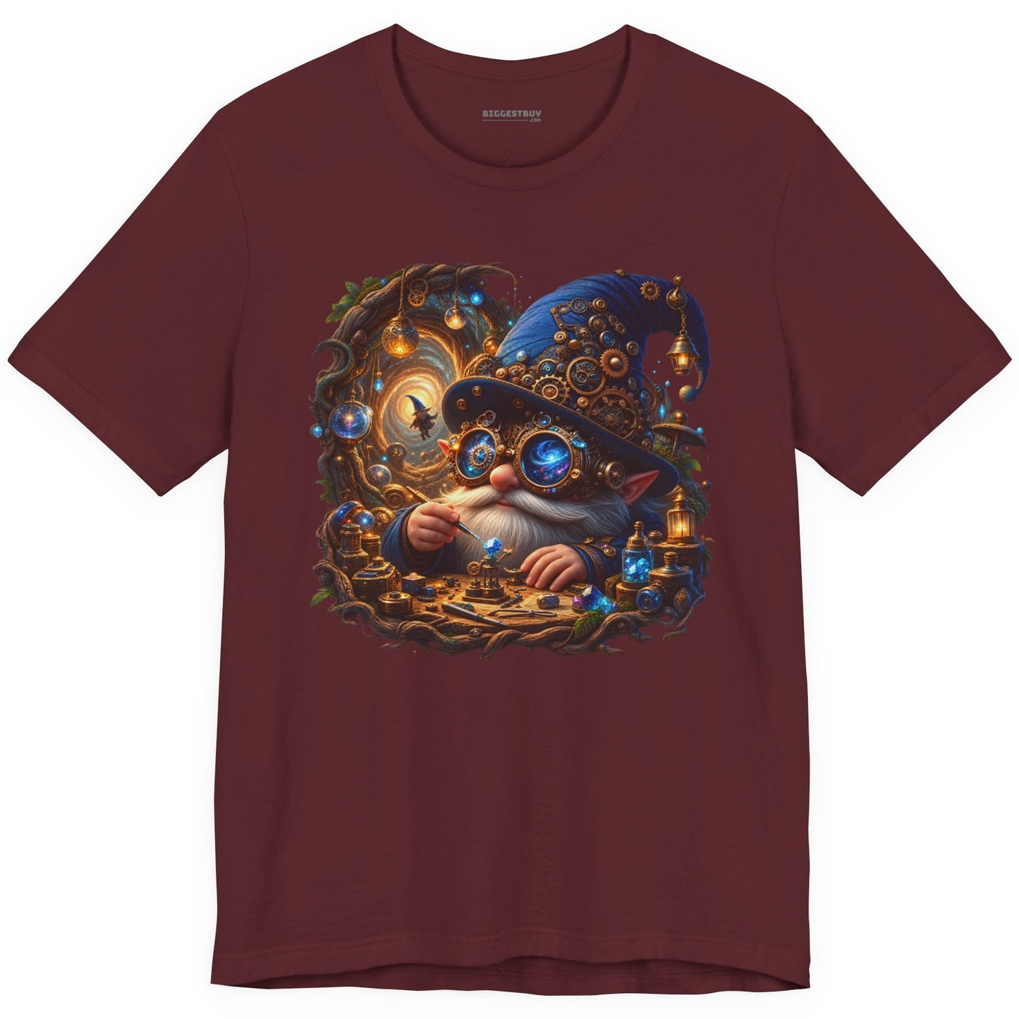 Galactic Gnome - Classic Jersey Tee in Maroon, front view