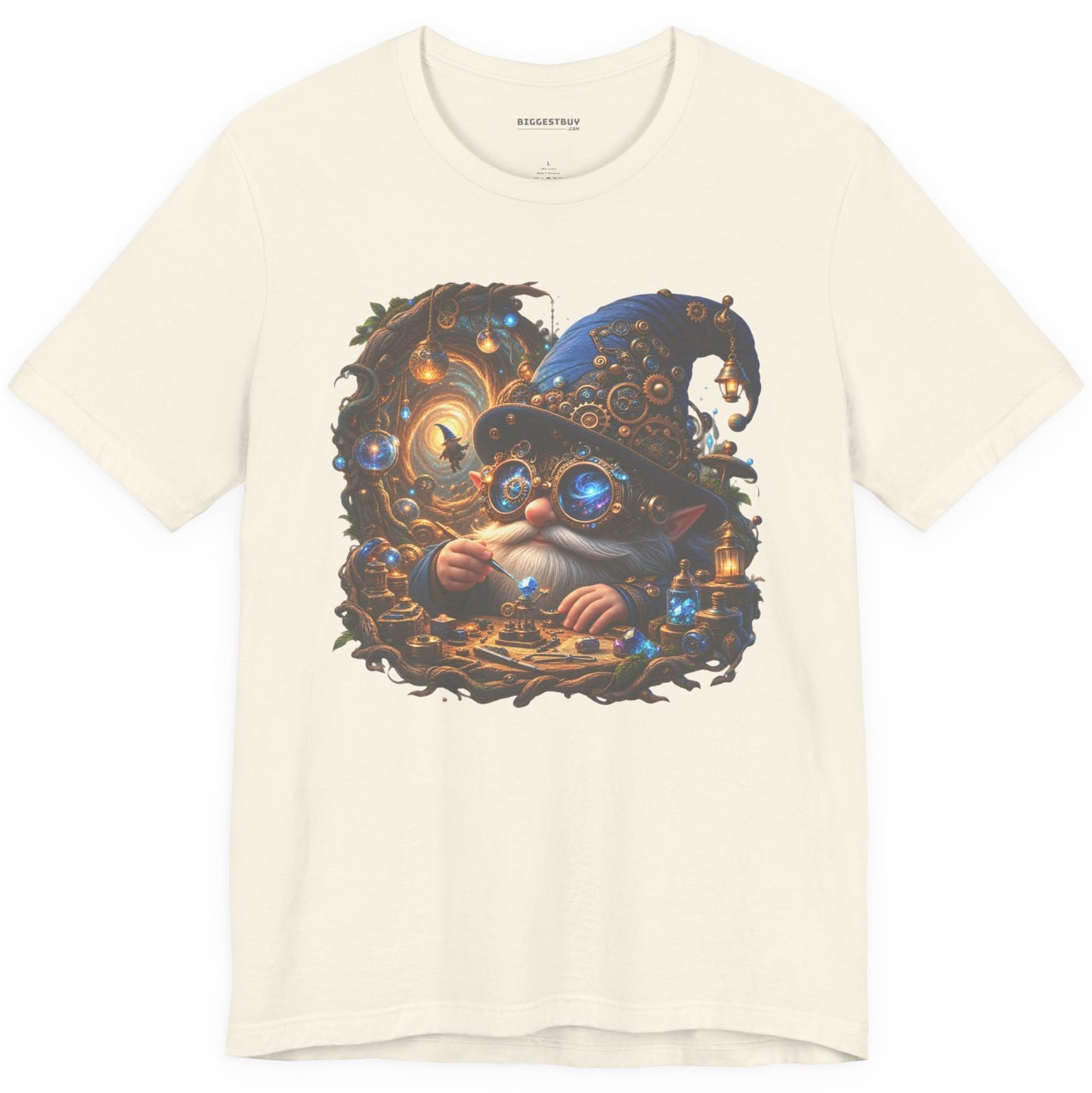 Galactic Gnome - Classic Jersey Tee in Natural, front view