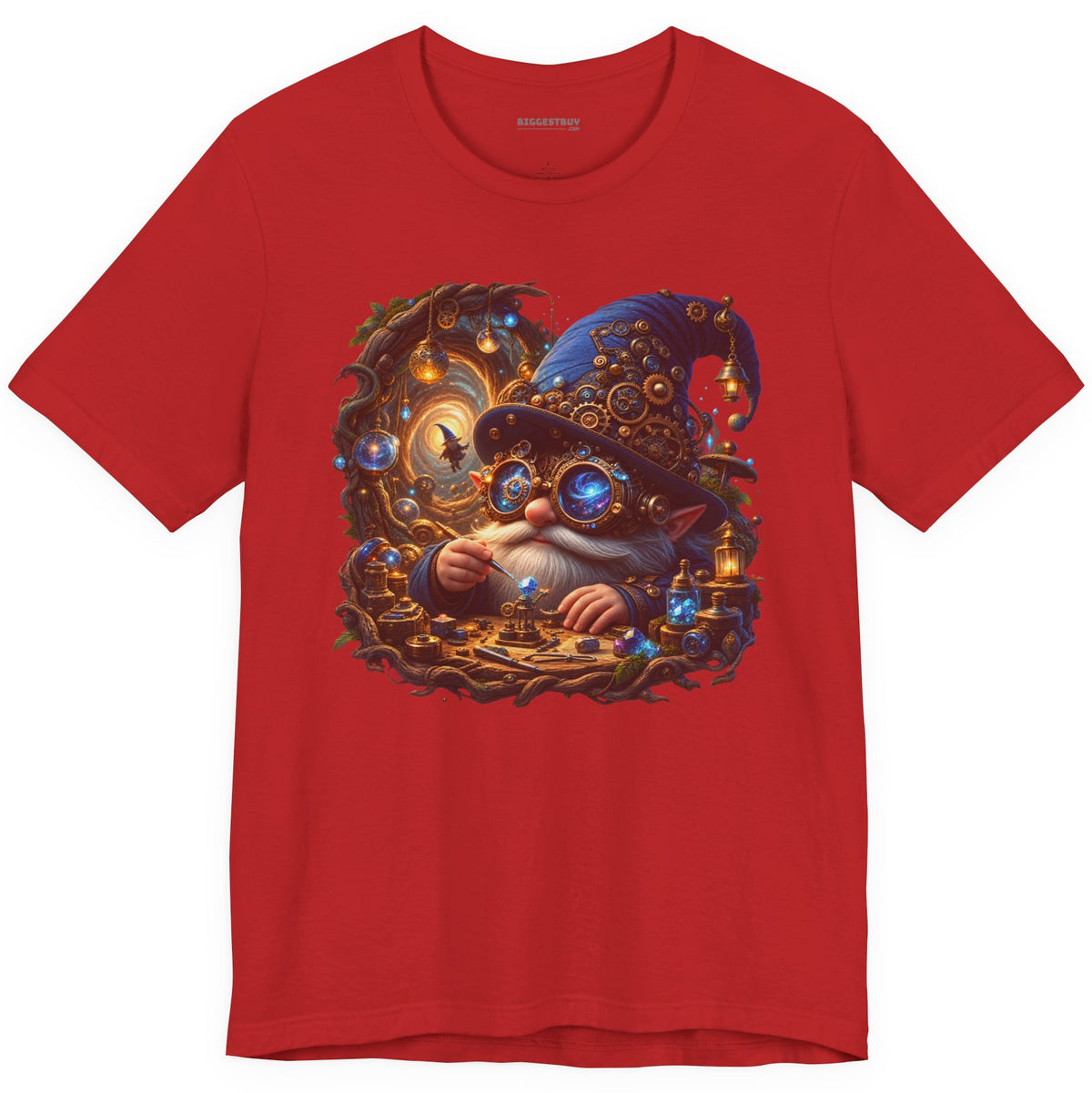 Galactic Gnome - Classic Jersey Tee in Red, front view