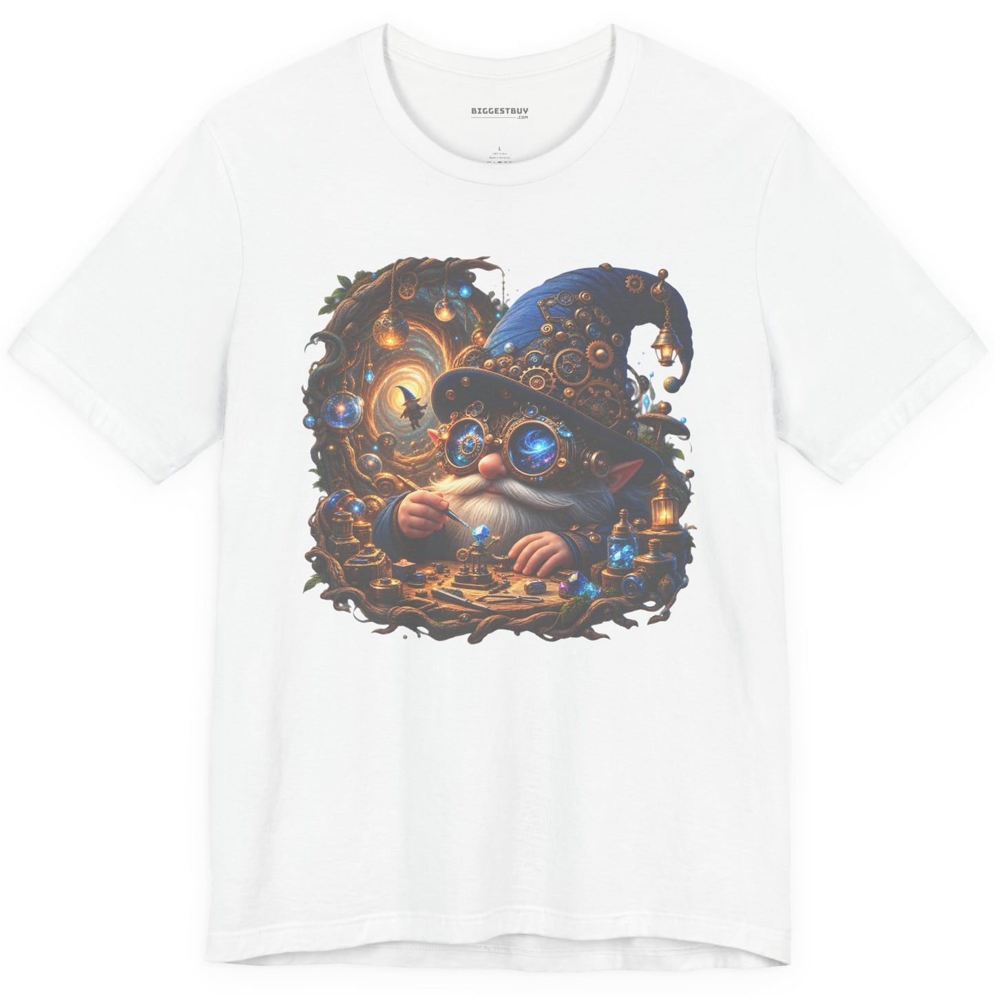 Galactic Gnome - Classic Jersey Tee in White, front view