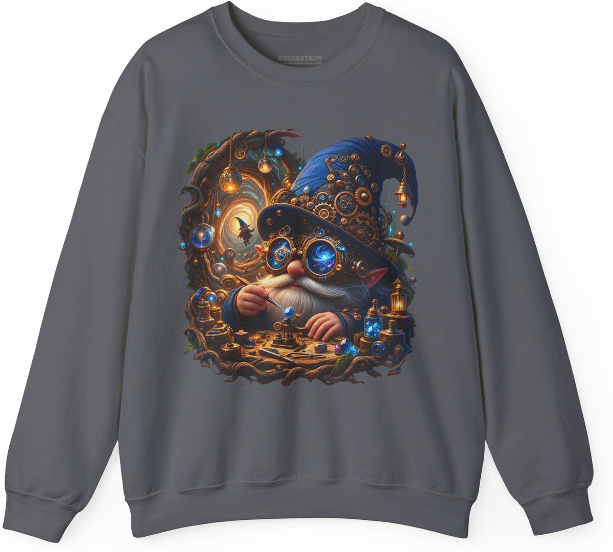 Galactic Gnome - Crewneck Sweatshirt in Charcoal, front view