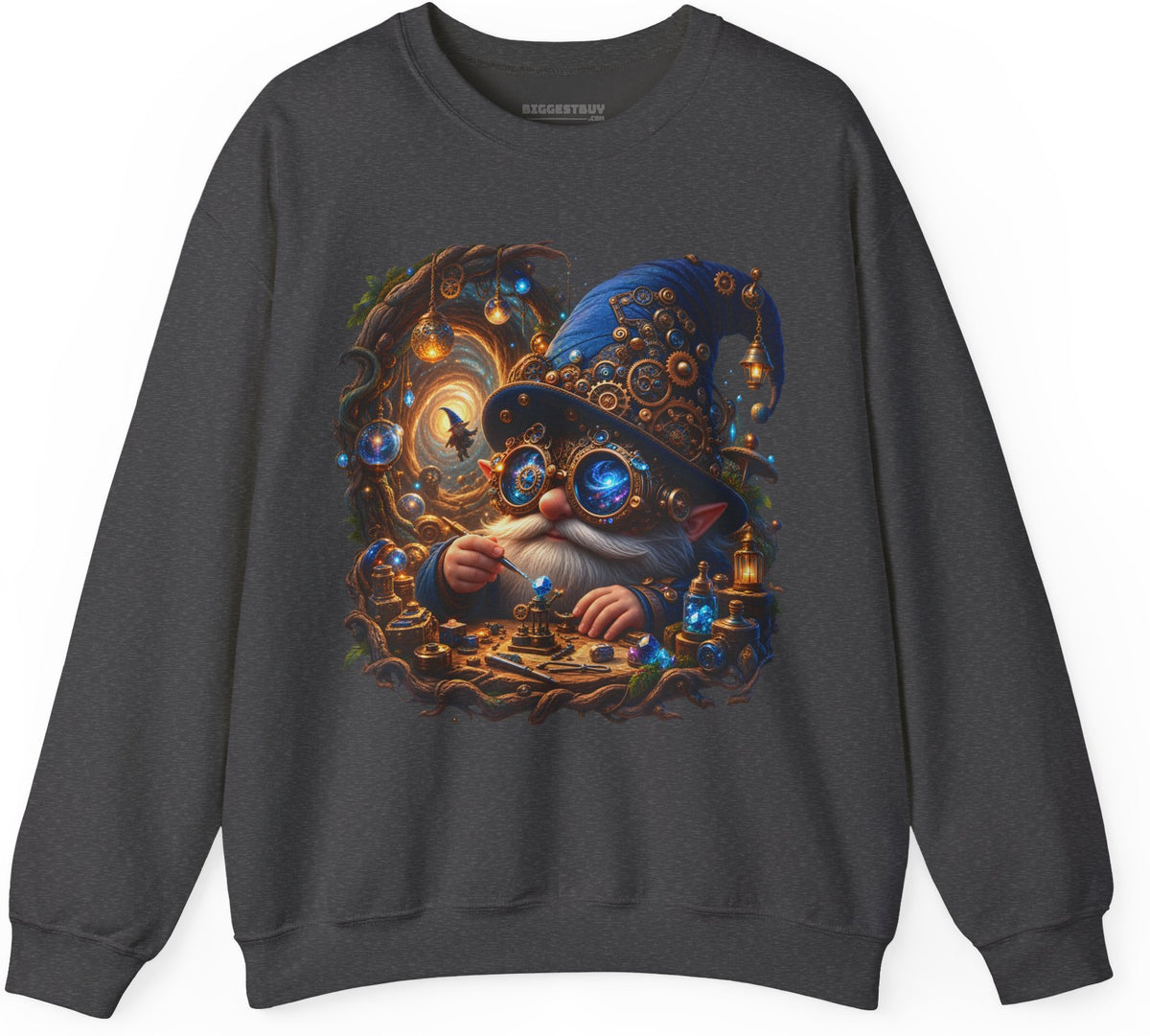 Galactic Gnome - Crewneck Sweatshirt in Dark Heather, front view