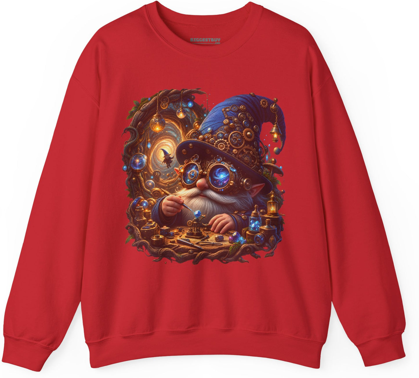 Galactic Gnome - Crewneck Sweatshirt in Red, front view
