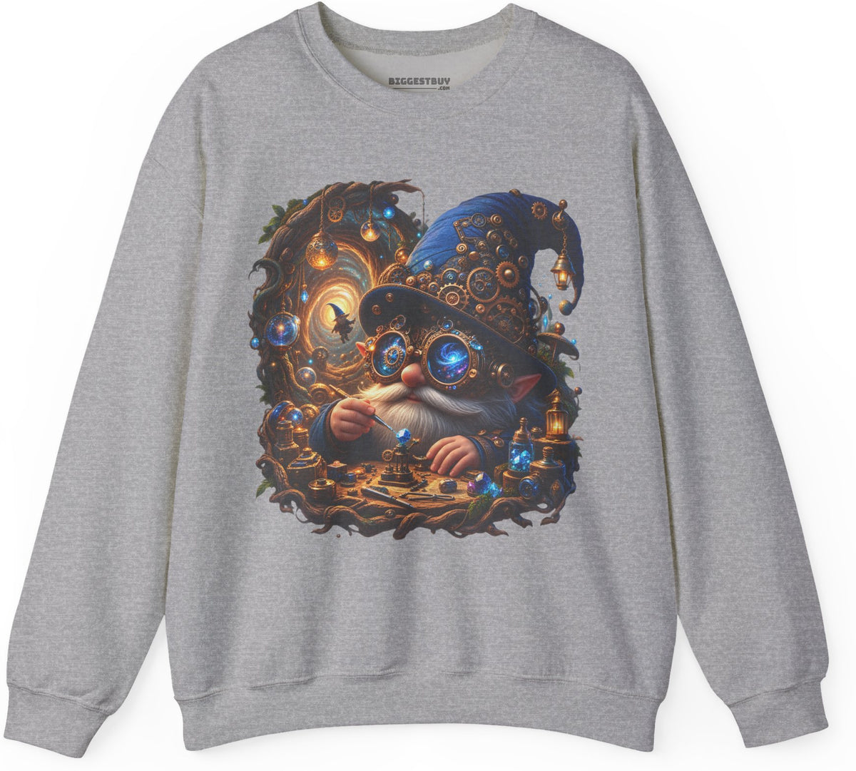 Galactic Gnome - Crewneck Sweatshirt in Sport Grey, front view
