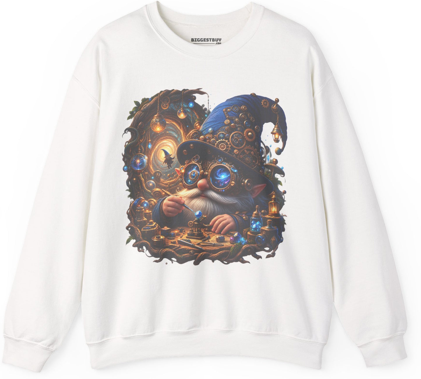 Galactic Gnome - Crewneck Sweatshirt in White, front view
