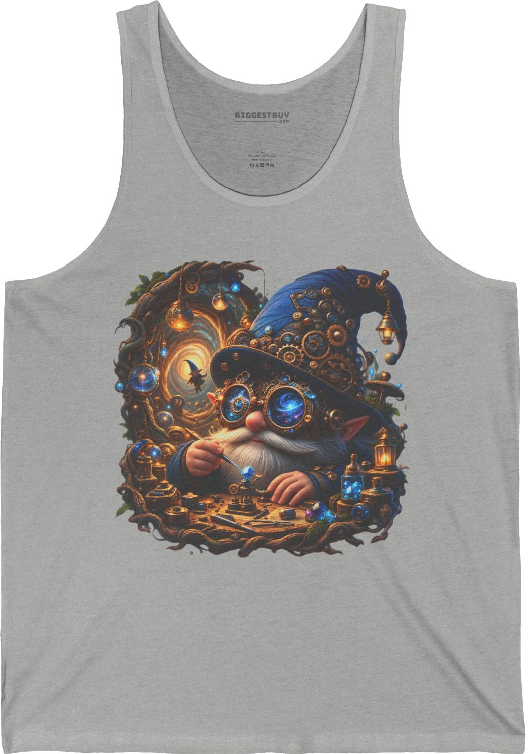 Galactic Gnome - Jersey Tank Top in Athletic Heather, front view