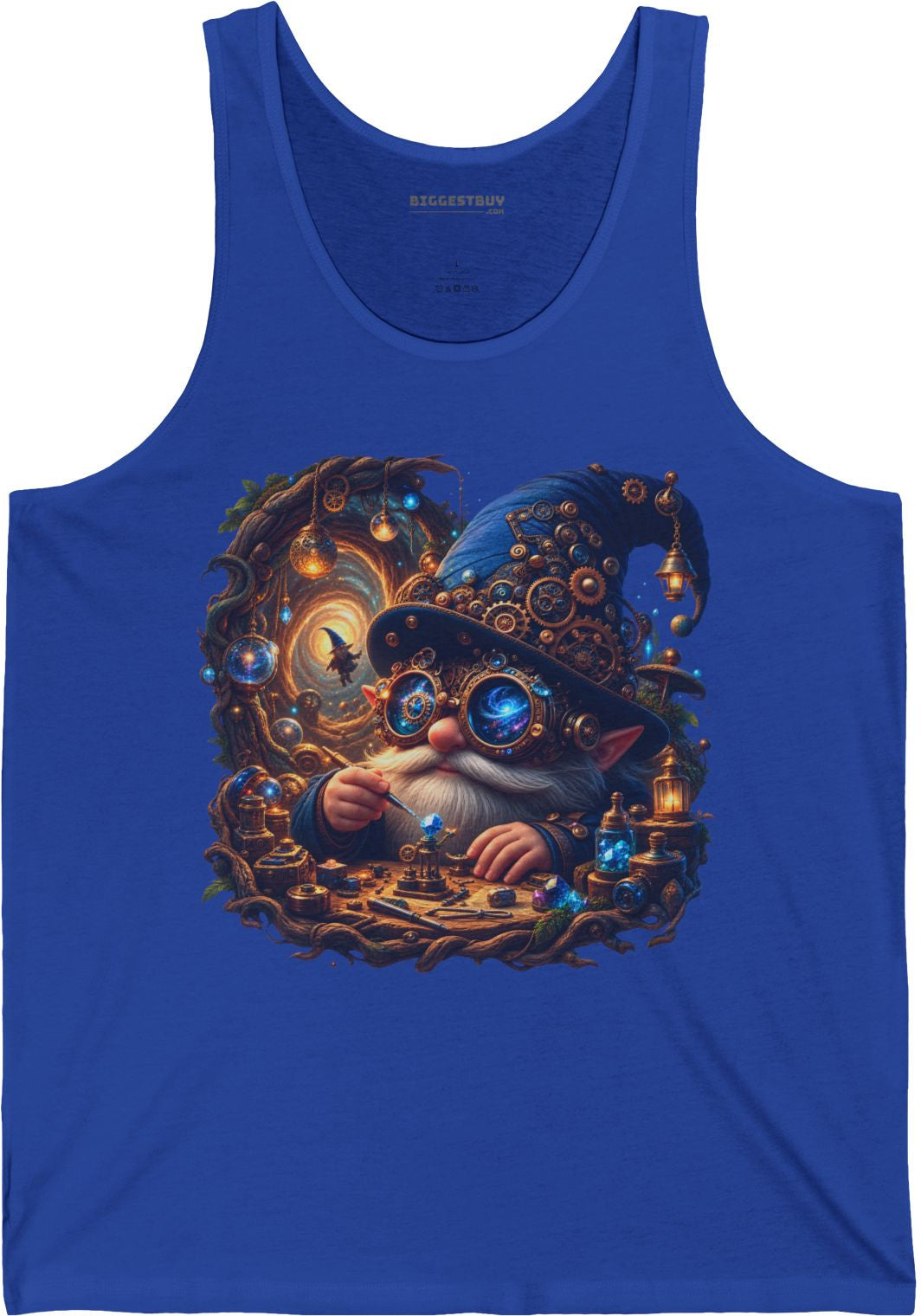 Galactic Gnome - Jersey Tank Top in True Royal, front view