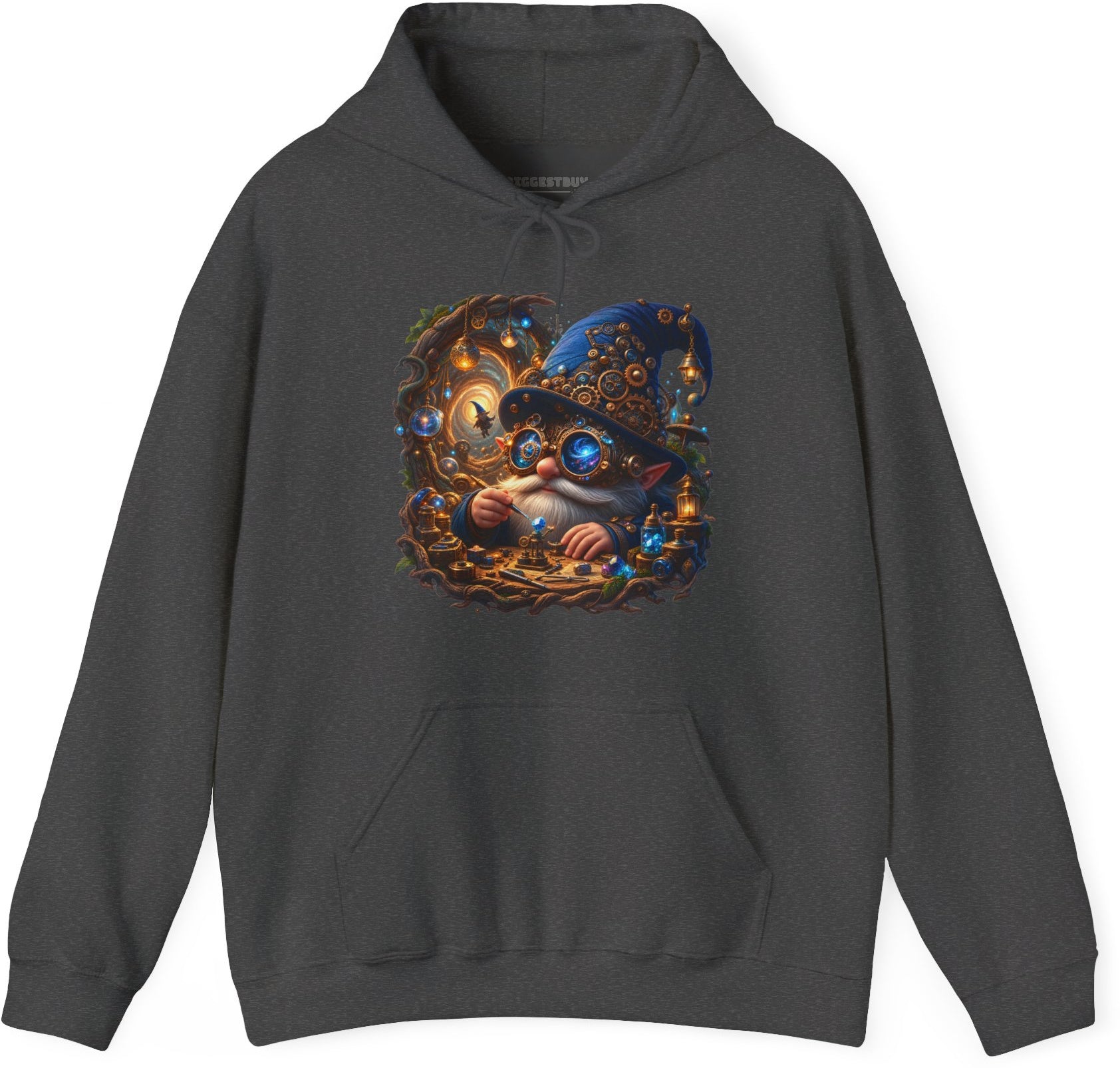 Galactic Gnome - Pullover Hoodie in Dark Heather, front view
