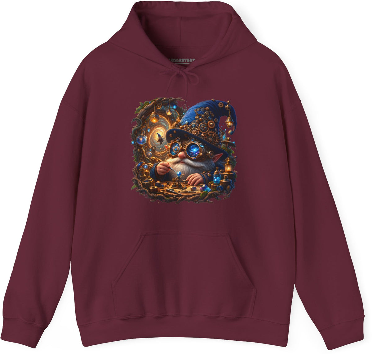 Galactic Gnome - Pullover Hoodie in Maroon, front view