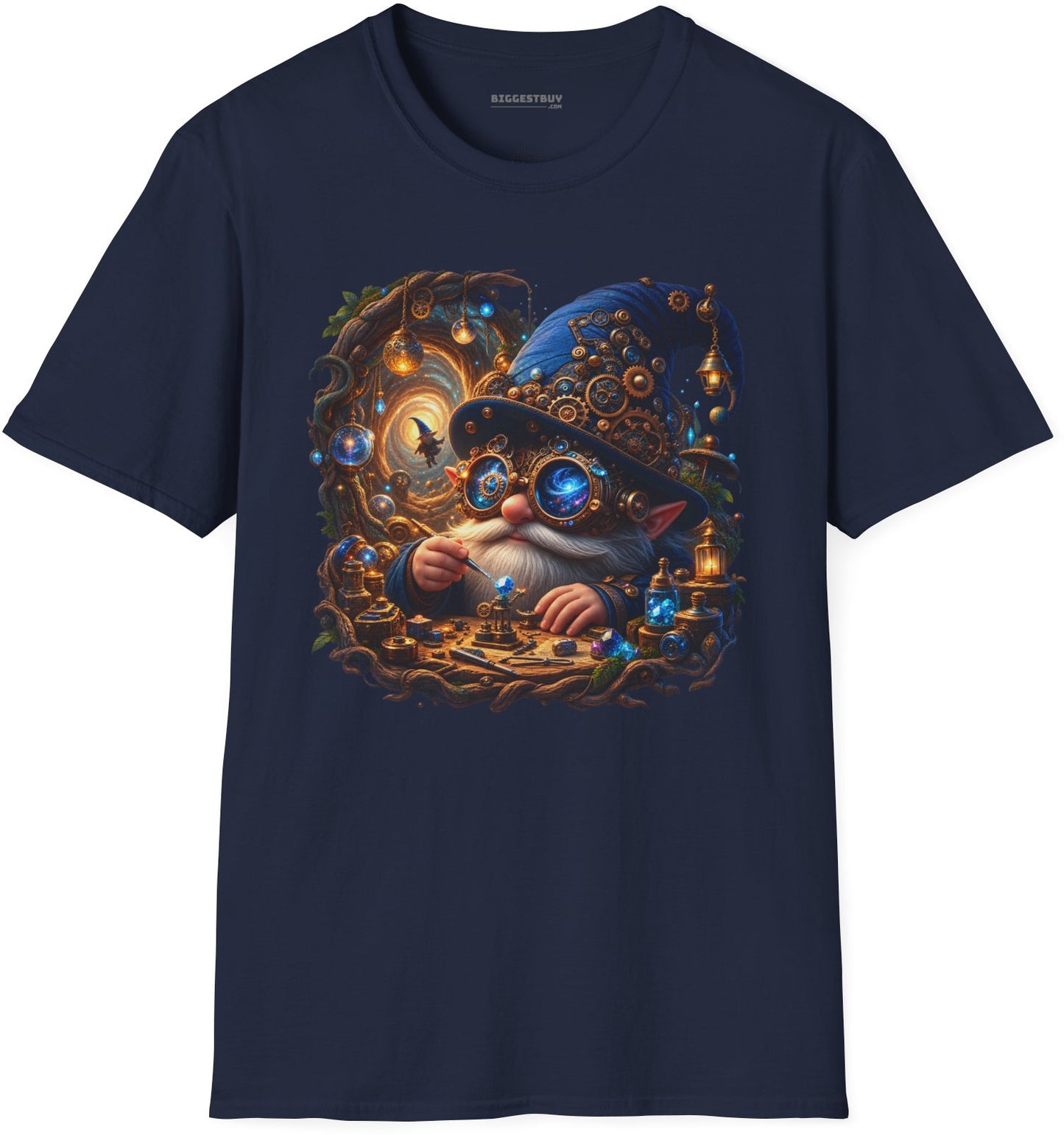 Galactic Gnome - Softstyle T-Shirt in Navy, front view