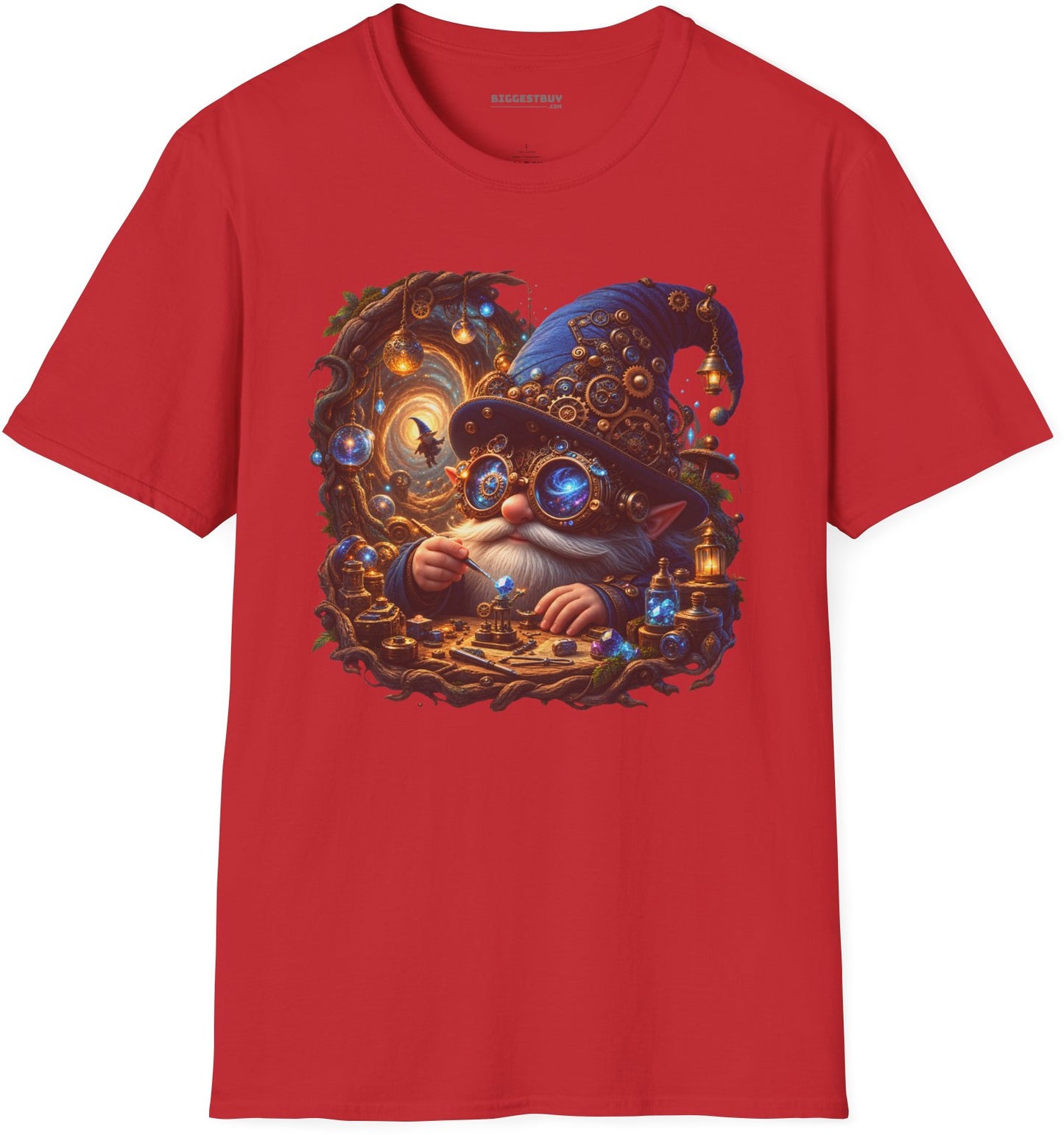 Galactic Gnome - Softstyle T-Shirt in Red, front view