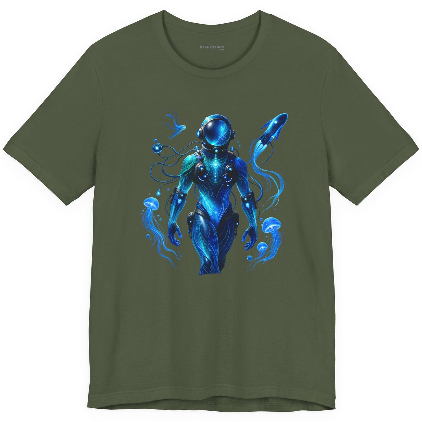 Galactic Guardian - Classic Jersey Tee in Military Green, front view