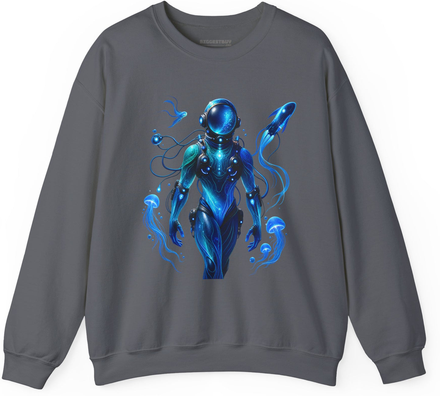 Galactic Guardian - Crewneck Sweatshirt in Charcoal, front view