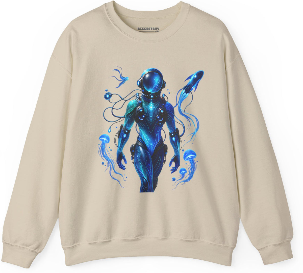 Galactic Guardian - Crewneck Sweatshirt in Sand, front view