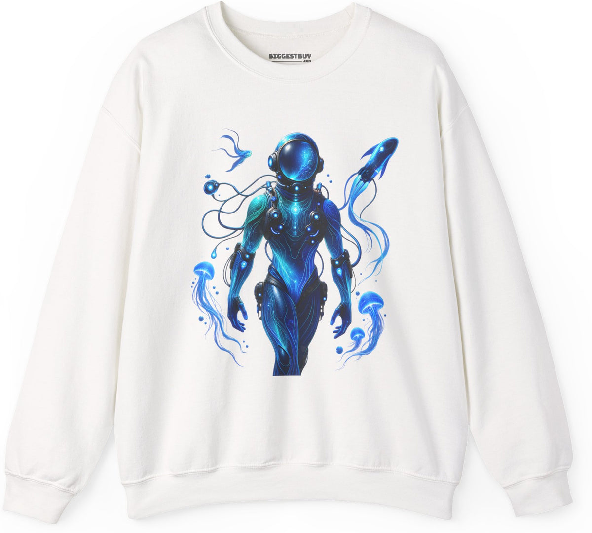 Galactic Guardian - Crewneck Sweatshirt in White, front view