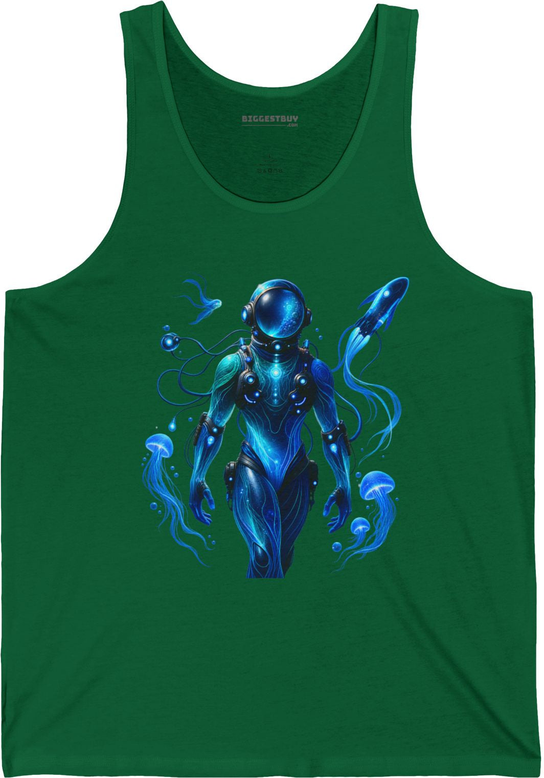 Galactic Guardian - Jersey Tank Top in Kelly, front view
