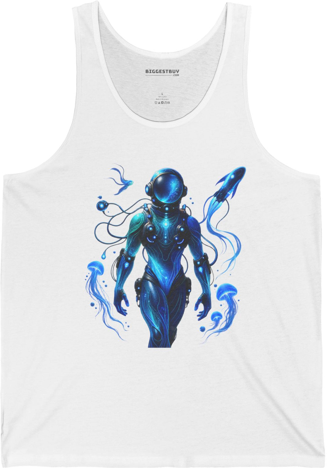 Galactic Guardian - Jersey Tank Top in White, front view